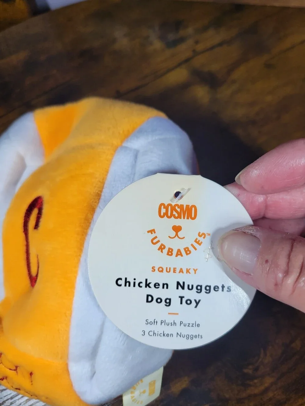 Cosmo Furbabies Chicky Nuggies Plush Dog Toy - Yellow & White